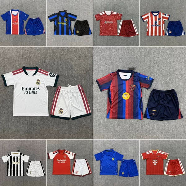 26-27 Kidsren's Football Real Madrid Jersey Barcelona Paris Arsenal Inter Milan Chelsea Juventus Short-Sleeved Football Jersey