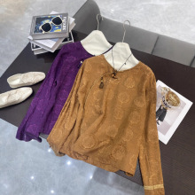 双色铜氨丝+真丝复古中国风新中式圆领盘扣宽松百搭秋季唐装上衣