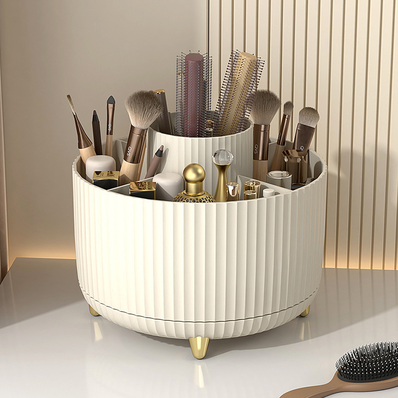Desktop Rotating Makeup Brush Storage Tube Cosmetics Storage Rack Desktop Dressing Table Eye Shadow Brush Lipstick Box Pen Holder