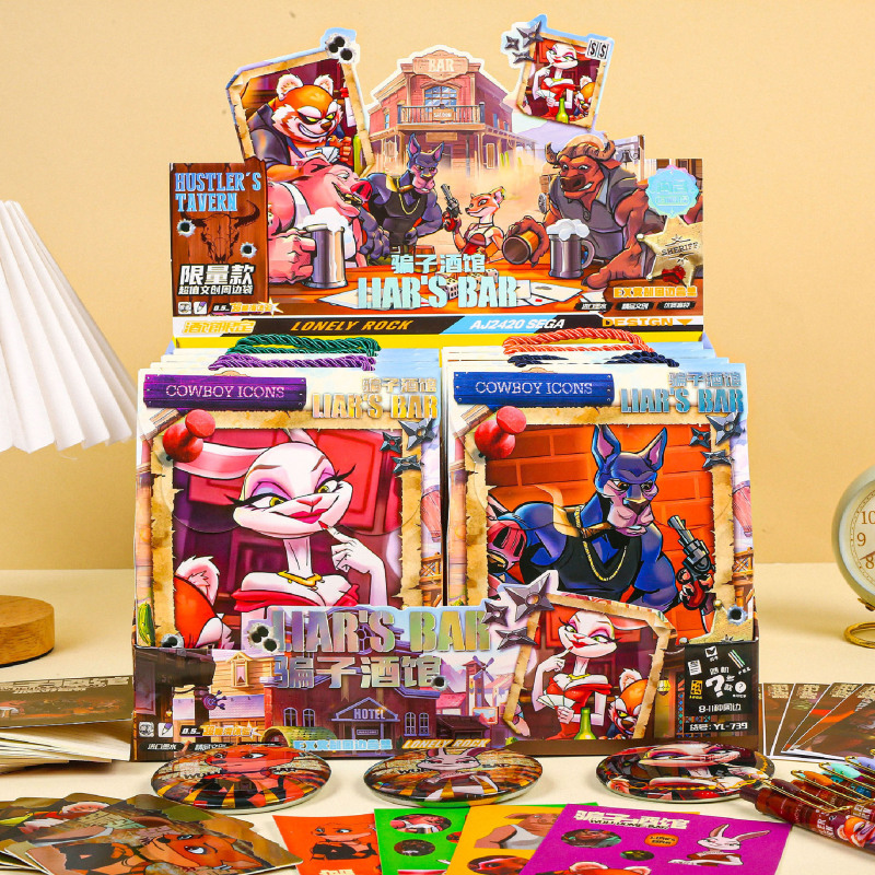 漫画ラブブラブブクリエイティブブラインドバッグ高価値ステッカーバッジブックゲルペンポータブルブラインドボックスギフトパック|undefined