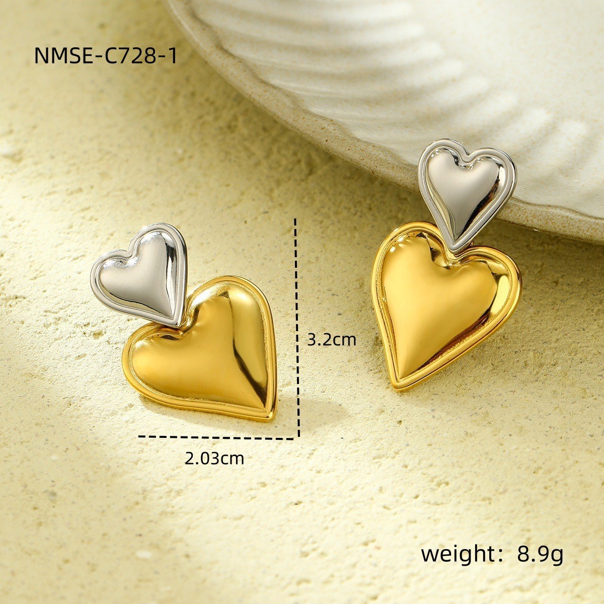 12g Weight 0.03µm-0.05µm Gold Plating Thickness PVD Coated Gold Plating Process 304 Stainless Steel Ear Needle Material Real Gold Plated Plating Material Drop Earrings, Ear Studs Classification 1 Pair Quantity Holiday, Daily Occasion 304 Stainless Steel Material Heart Shape Pattern All Seasons Season Women's Gender Polished Finish IG Style, Elegant, Modern Style Style Waterproof Non Tarnish, Mixed Metal, Plating Craft PVD Coated Real Gold Plated Heart Shape 304 Stainless Steel IG Style Elegant Modern Style Waterproof Non Tarnish Drop Earrings Ear Studs 6