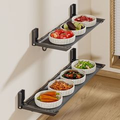 キッチン食品準備ラック、パンチングなし、折りたたみ式ディッシュ収納ラック、壁幅広めの壁掛け調味料ラック