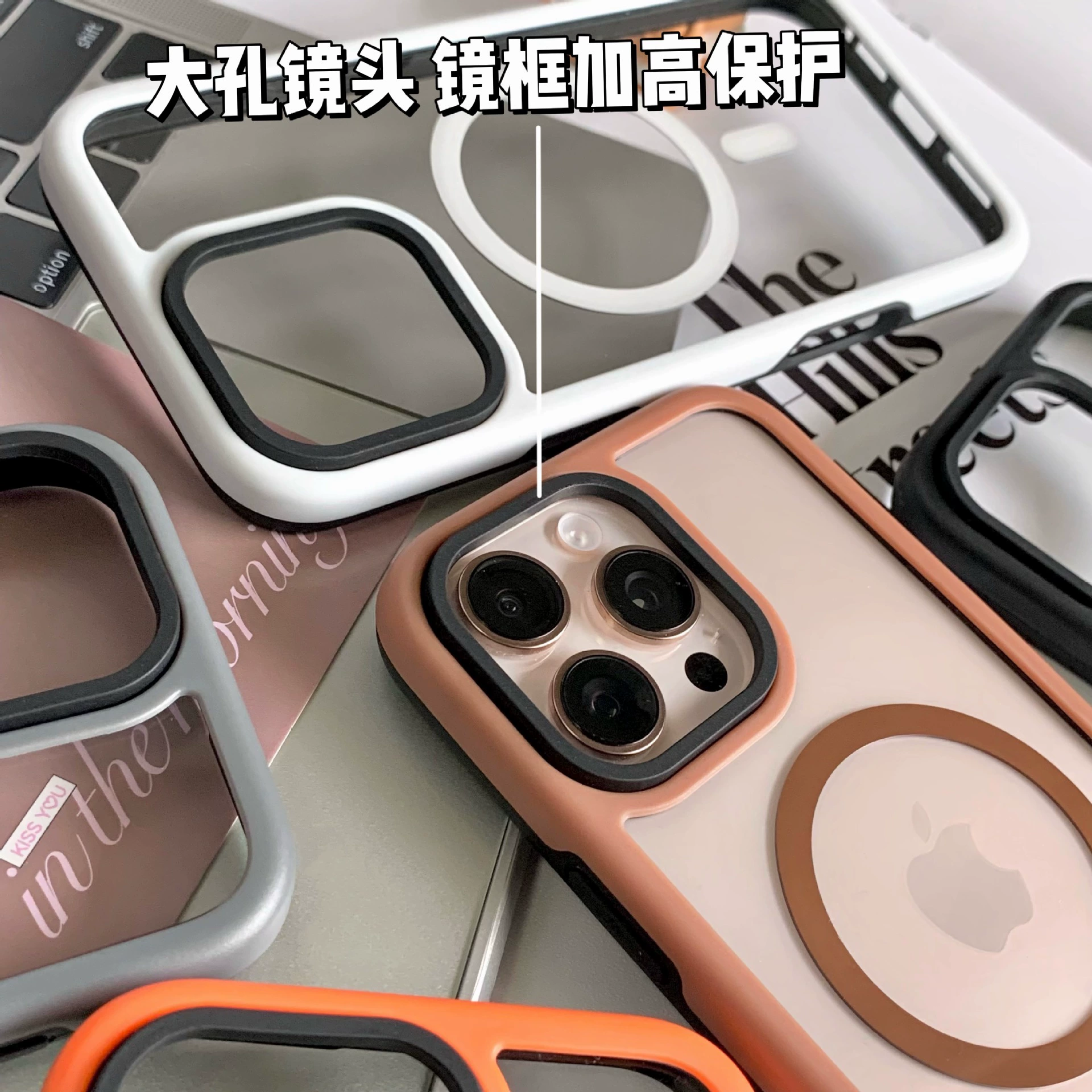 Прозрачный чехол Apple, совместим с iPhone 15 и 16 Pro Max, защитный чехол 3-в-1, защита от падений