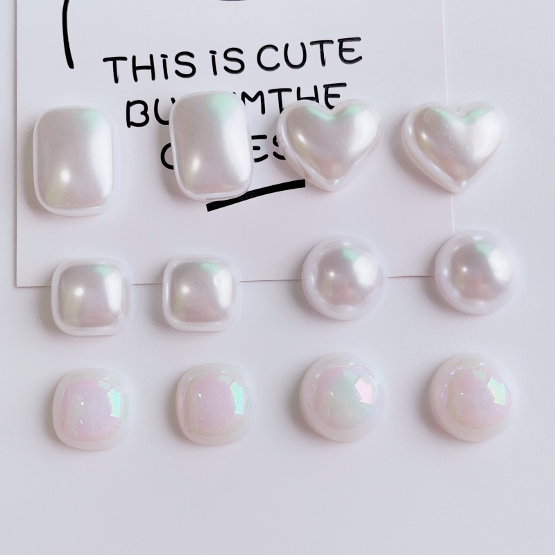 高亮仿珍珠几何半圆爱心方形diy配件 手工鞋花手机壳配饰材料批发