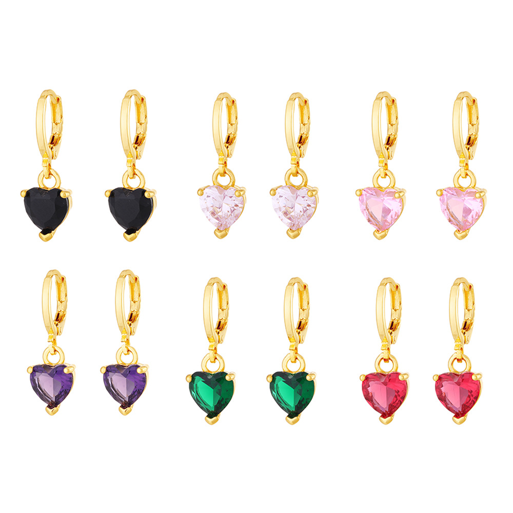 Fashion Heart Shape Copper Inlay Crystal Drop Earrings 1 Pair display picture 5