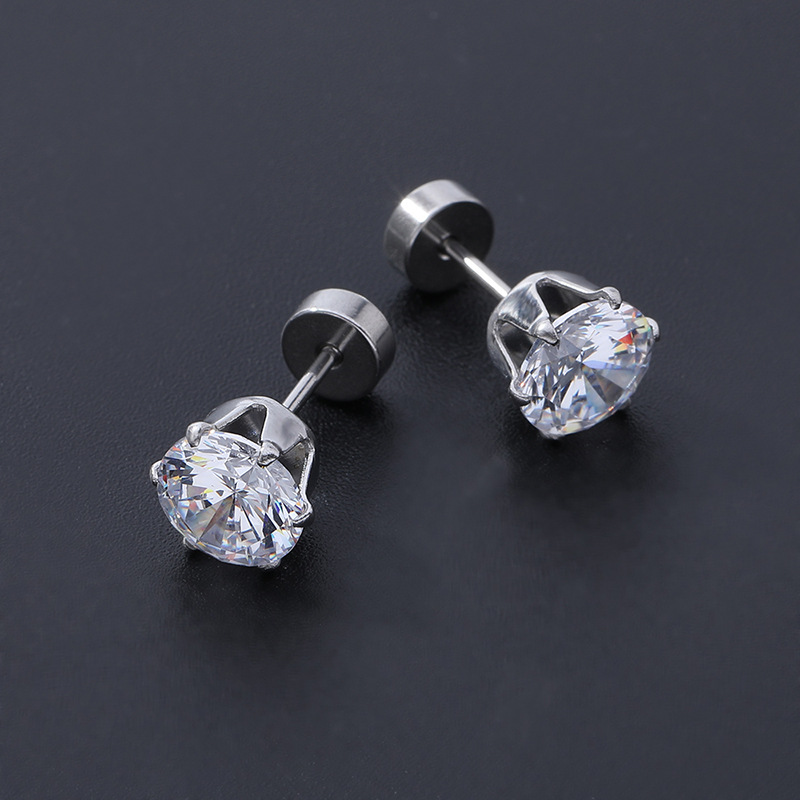 Gem Flower Rod Stud Earrings for Women - 316L Surgical Steel Screw Back Earrings Set detail image 19