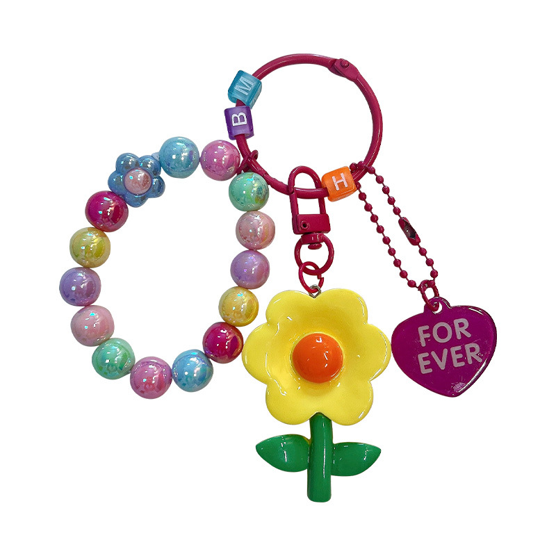 Flor de resina creativa colgante de llavero colgante colorido beaded pulsera mochila colgante decoración regalos pequeños regalos al por mayor