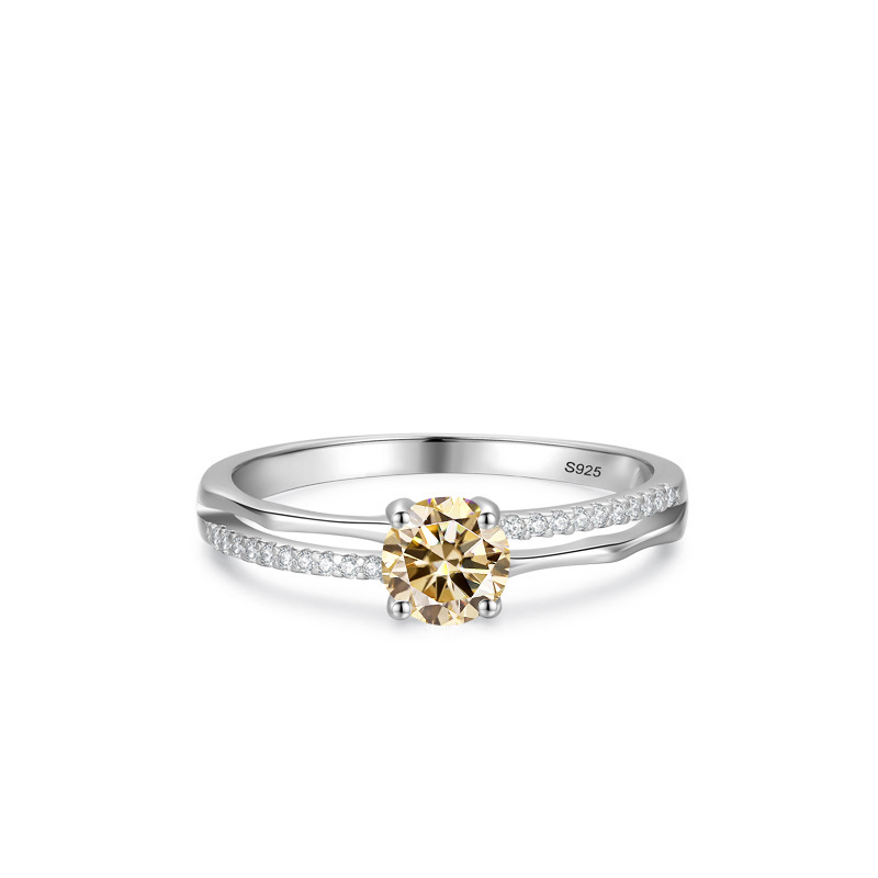 S925 anillo cerrado de plata esterlina de lujo ligero con diamantes de cuatro garras un gramo de imitación de bolígrafo de diamantes con anillo de diamantes reales