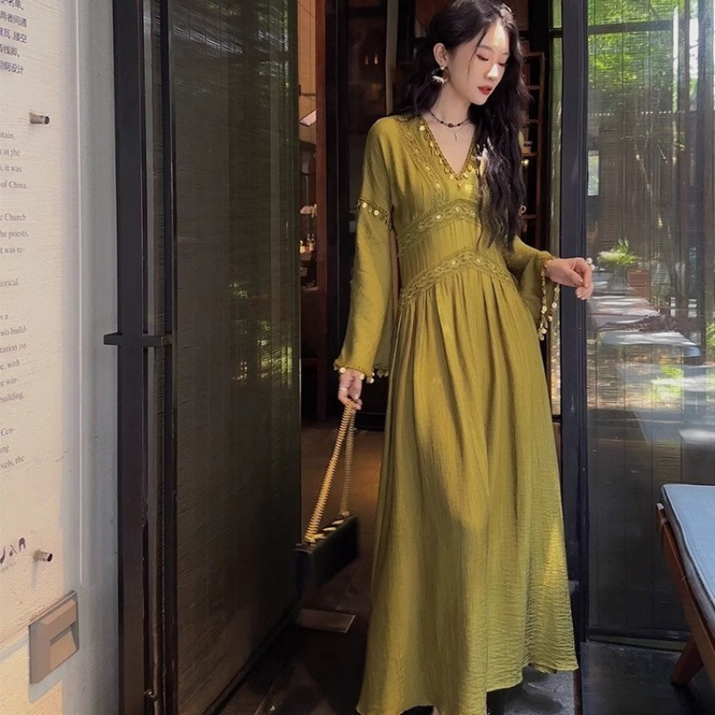 三吉黑花兰芳曲早秋新中式穿搭连衣裙子民族风女款2025年新款|undefined