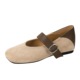 8866-2 French Evening Style Square Head Mary Jane Single Shoes Women's Interior Height Increasing Versatile One Button Casual Commuting Shoes