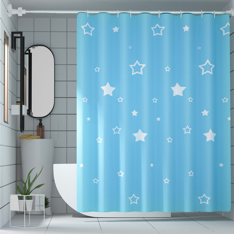 Bathroom Shower Curtain Set Waterproof Mildew-Proof Thickened Hanging Curtain Bathroom Partition Curtain Punch-Free Door Curtain Shower Curtain
