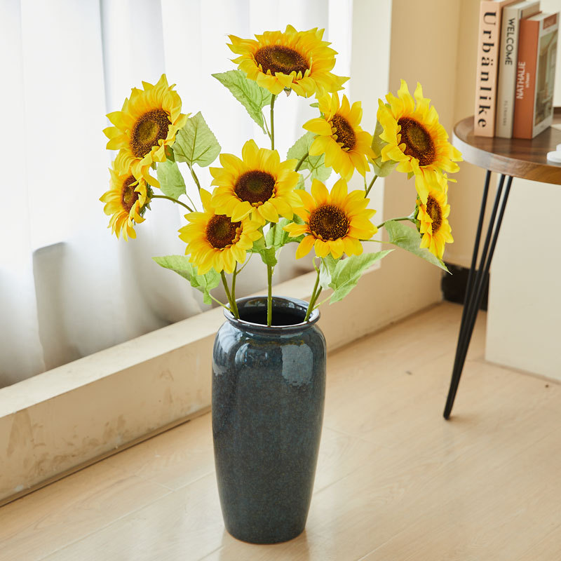 清新单支向日葵仿真花奶油系家居客厅餐桌假花装饰摆设新款假花详情11
