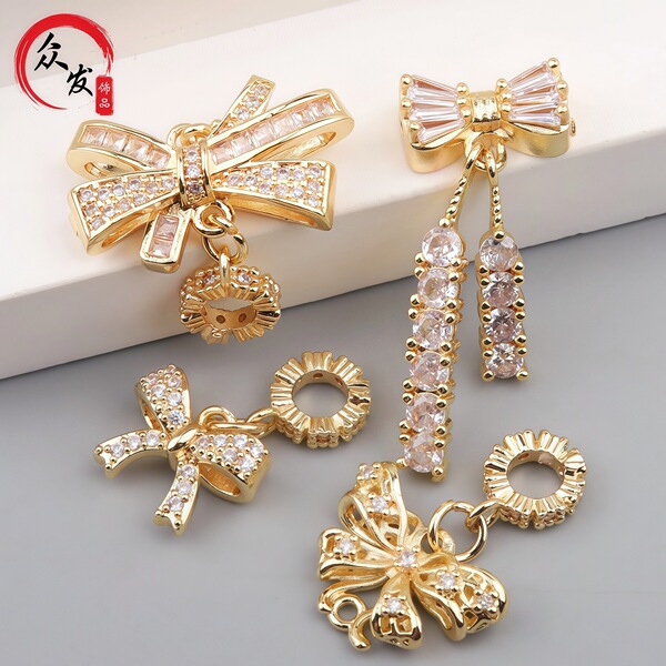 Copper pendant with zircon with bow