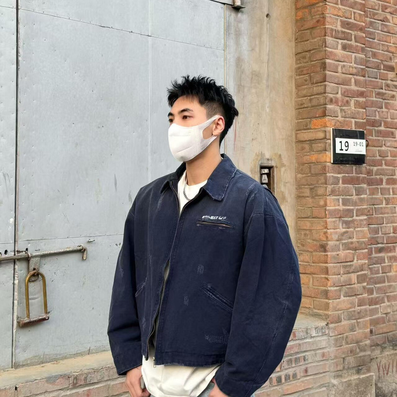 Grailz FK美式做旧水洗破坏底特律工装重磅夹克欧阳娜娜同款外套|undefined