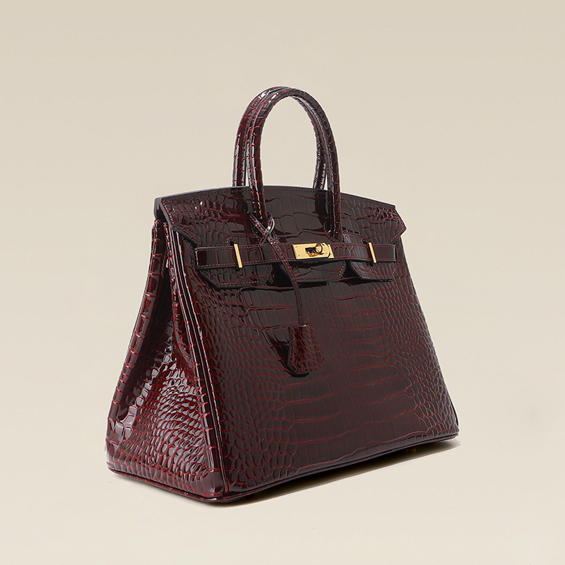 Crocodile Pattern Platinum Leather Handbag, Genuine Leather Women's Bag, Large Capacity Commuter Handbag, High-End Light Luxury Underarm Bag Crocodile Pattern Platinum Leather Handbag, Genuine Leather Women's Bag, Large Capacity Commuter Handbag, High-End Light Luxury Underarm Bag