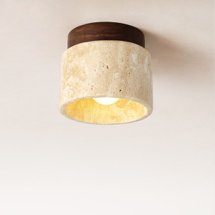 Japanese Style Silent Wind Yellow Cave Stone Ceiling Lamp Modern Simple Hallway Balcony Away Yellow Cave Stone LED Ceiling Lamp