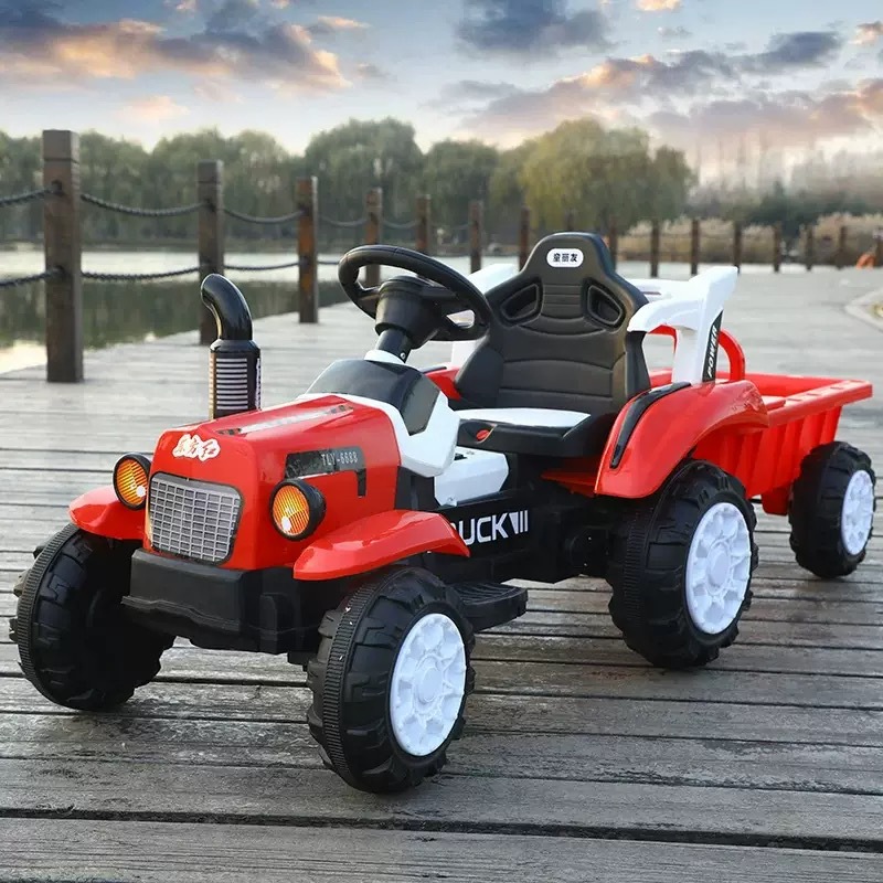 Tractor eléctrico para niños, vehículo de juguete eléctrico para personas, vehículo de juguete interactivo para niños controlado remotamente con cuchilla trasera