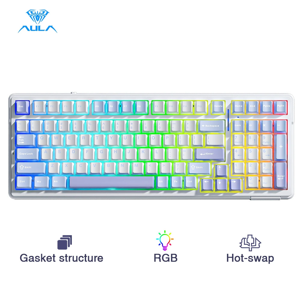 Wolf F99 Customized Mechanical Keyboard Gasket structure Full -key heat insertion wireless three -mode Bluetooth game