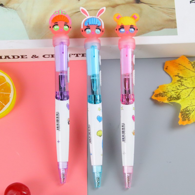 Bolígrafo azul de dibujos animados pluma oleosa regalo estudiantil bolígrafo ins chica corazón bolígrafo con luz papelería creativa