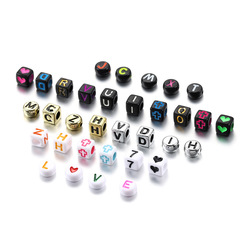 カラーアクリル角文字ビーズ大穴散珠ビーズアクセサリー手作りdiy携帯チェーンアクセサリー部品