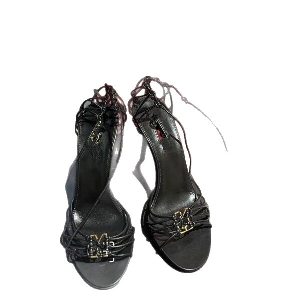 2025 Cross-border YS sexy zapatos de tacón alto con cordones cruzados para mujer nuevas letras hebilla de metal con punta abierta sandalias romanas