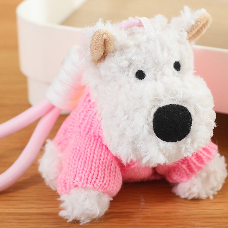 Cute niña garabateado perro West Highland puppy peluche mini muñeca regalo bolsas colgantes al por mayor