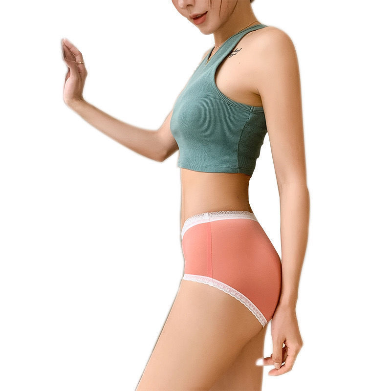 アイスパンツ、アイスシルクシームレスコットンクロッチ下着、薄手、速乾性、快適で通気性のある女性用ミッドウエストアイスクリームブリーフ夏|undefined