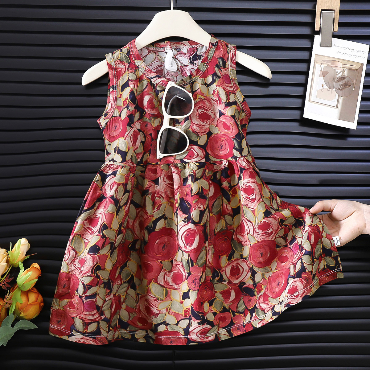 T-W4 유화 장미 스커트