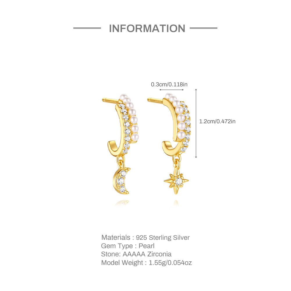 Earrings, Ear Studs Classification 925 Sterling Silver Star Pearl Flower Zircon Ear Studs