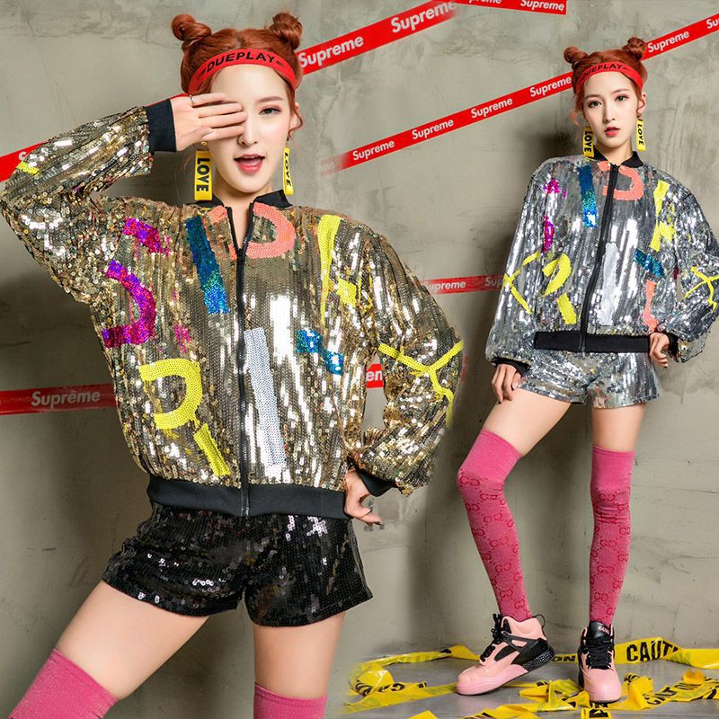 年会成人舞台装女嘻哈街舞jazz爵士服DS舞蹈服演出服装闪亮片外套