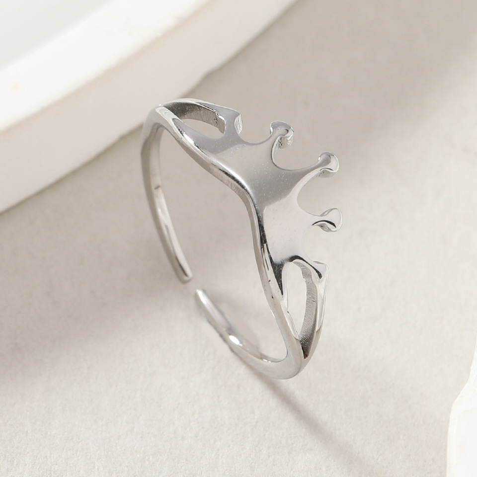 Holiday, Daily Occasion 201 Stainless Steel Material Crown Pattern Wholesale Jewelry Lady Crown 201 Stainless Steel Plating Open Rings