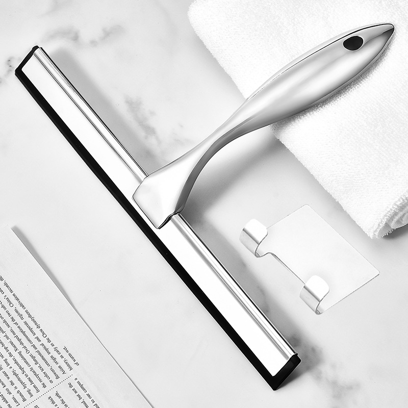 Limpiador de vidrio de acero inoxidable de un solo lado mango cepillo de limpieza con agujero limpiador de silicona limpiador de ventanas raspador