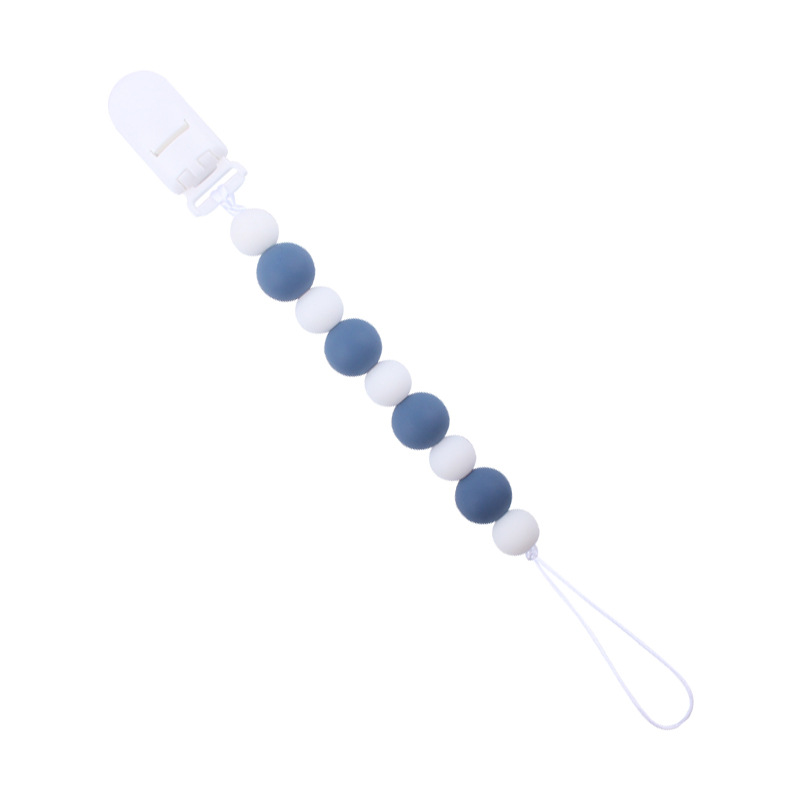 Nuevo bebé suministros de silicona chupete cadena calmante tamaño bebé cuentas mordedura pegamento molar anti-gota cadena AliExpress