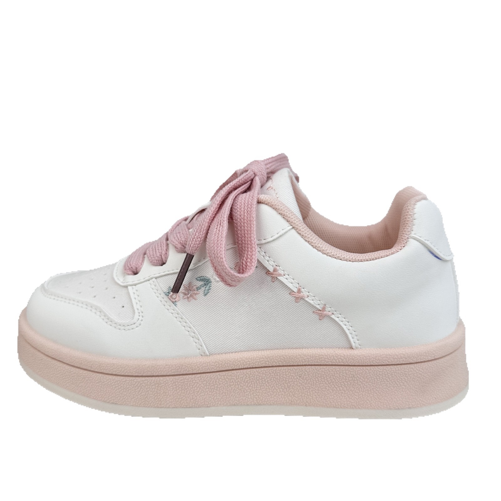 Zapatos de patinaje casuales de ondas distantes para mujeres 2025 verano pequeños zapatos blancos bordados frescos versátiles con suela gruesa aumentando el cabello de zapatos de pan