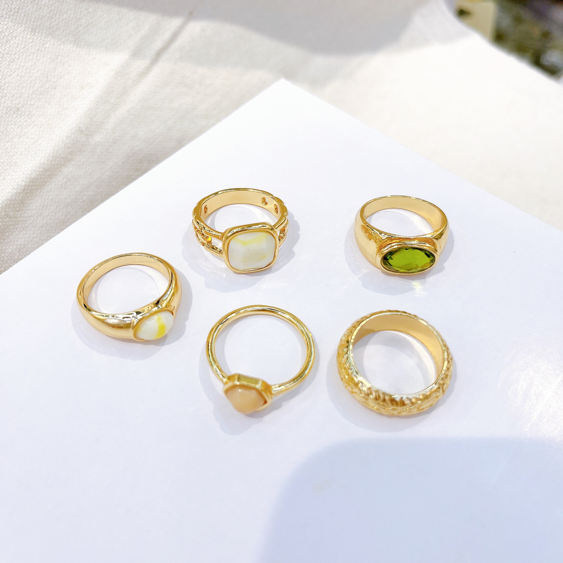 16g Weight Ethnic Style Geometric Alloy Plating Artificial Gemstones Women's Rings