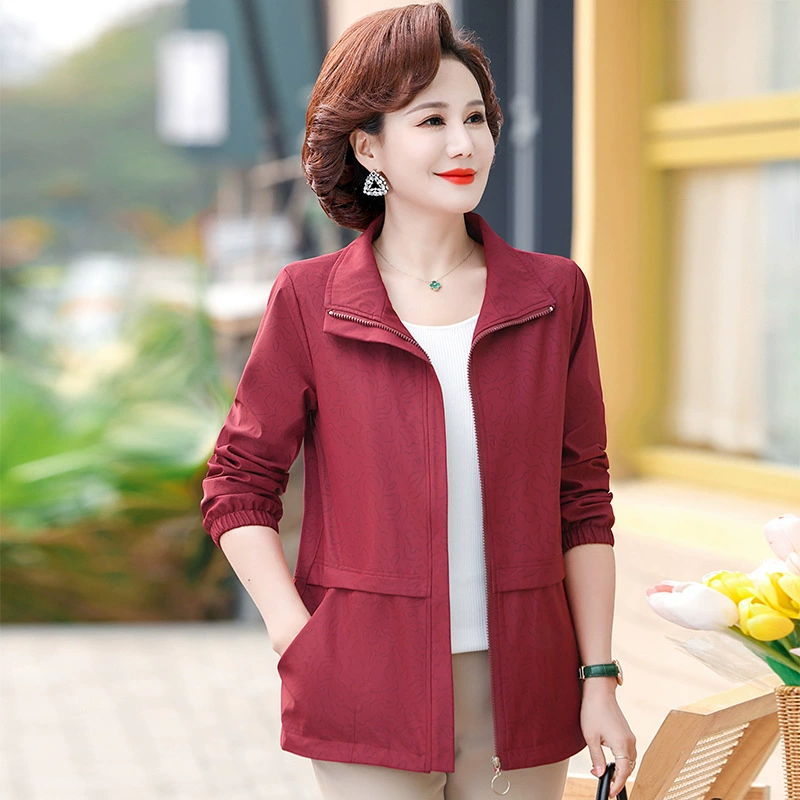 Весенняя одежда для полных мам среднего и пожилого возраста, пальто больших размеров, Женский весенне-осенний Топ среднего возраста, свободный короткий Тренч в западном стиле