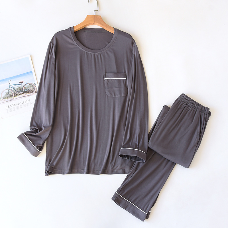 남성 모달 롱 세트-다크 그레이