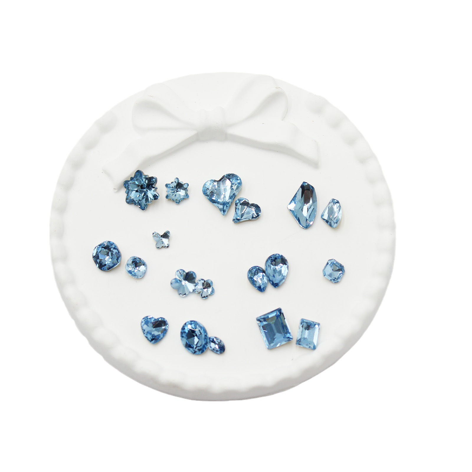 Wholesale whole pack 360 elegant blue pointed special-shaped diamond Horse Eye Diamond light blue cross-border nail jewelry
