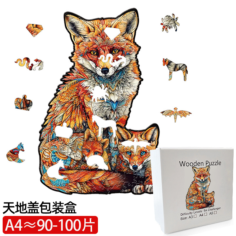  Rompecabezas 3D de madera cortado con láser, diseño de animales, juguete educativo artesanal