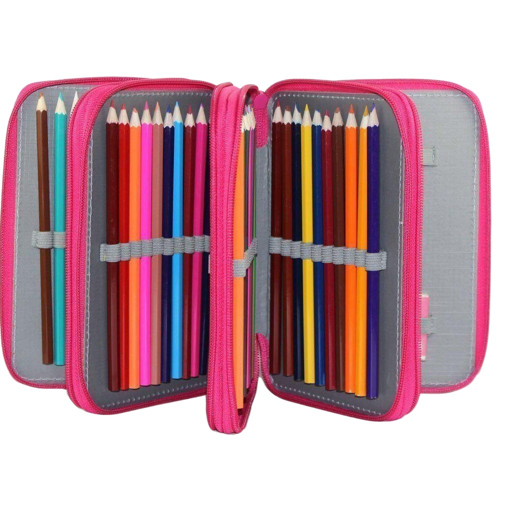 Bolsa de lápices de color sólido de gran capacidad de color de cuatro capas caja de lápices de color boceto de relleno de papelería bolsa de lápices portátil de 72 hoyos para estudiantes
