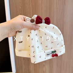 新生児の純綿の胎帽春と秋の薄いタイプの赤ちゃんの帽子の波の点の蝶結びの無骨の赤ちゃんの頭の保護の扉の帽子