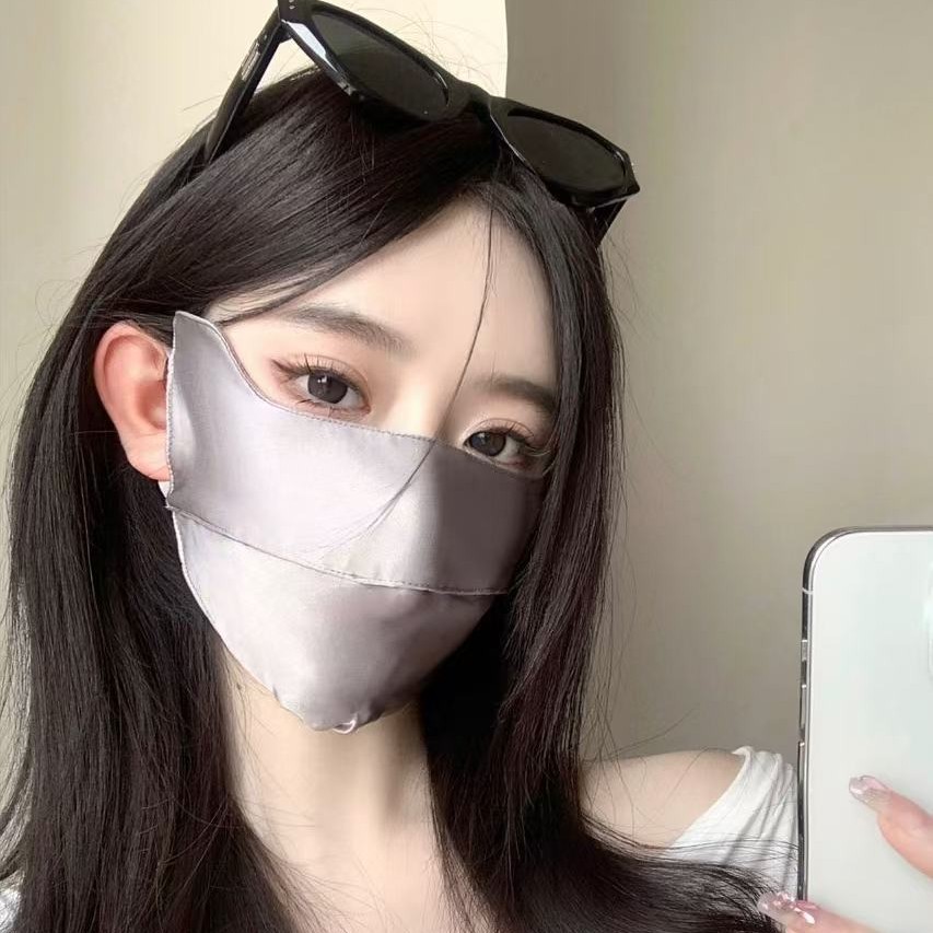 Máscara solar de seda de morera, máscara respirada de primavera y verano para mujeres, máscara de protección de ojos, máscara suave y ligera, UV