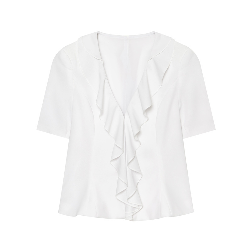Aliexpress Wholesale New Summer Women's Versatile Solid Color V-Neck Layered Decorative Short-Sleeve Blazer 2911353