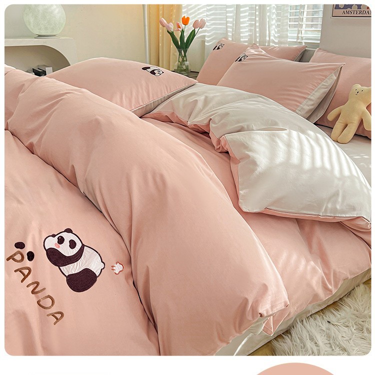 2025 nueva cama de algodón de dibujos animados de cuatro piezas funda de edredón de algodón sábana dormitorio juego de cama de tres piezas