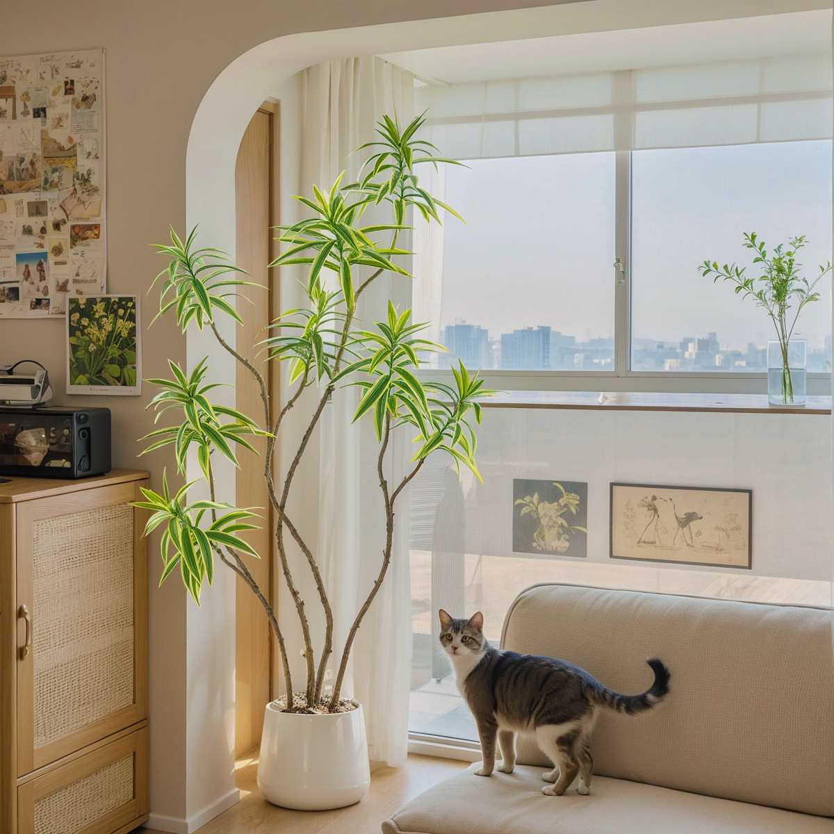 Simulación de plantas verdes, sentido avanzado, Phnom Penh, lirio, bambú, planta de piso, planta en maceta, sala de estar interior, decoración, árbol falso, bonsai