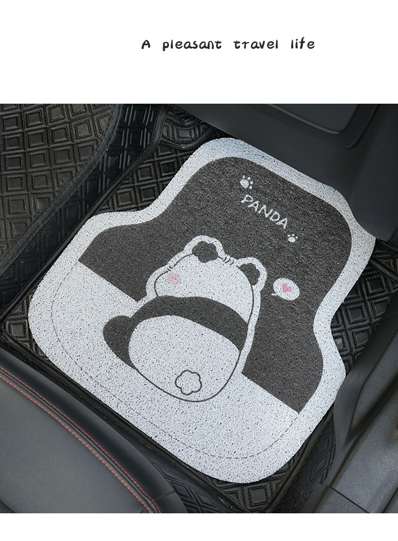 Car foot mat cartoon back Panda cute car foot mat wire ring wear-resistant stain-resistant easy cleaning car floor mat