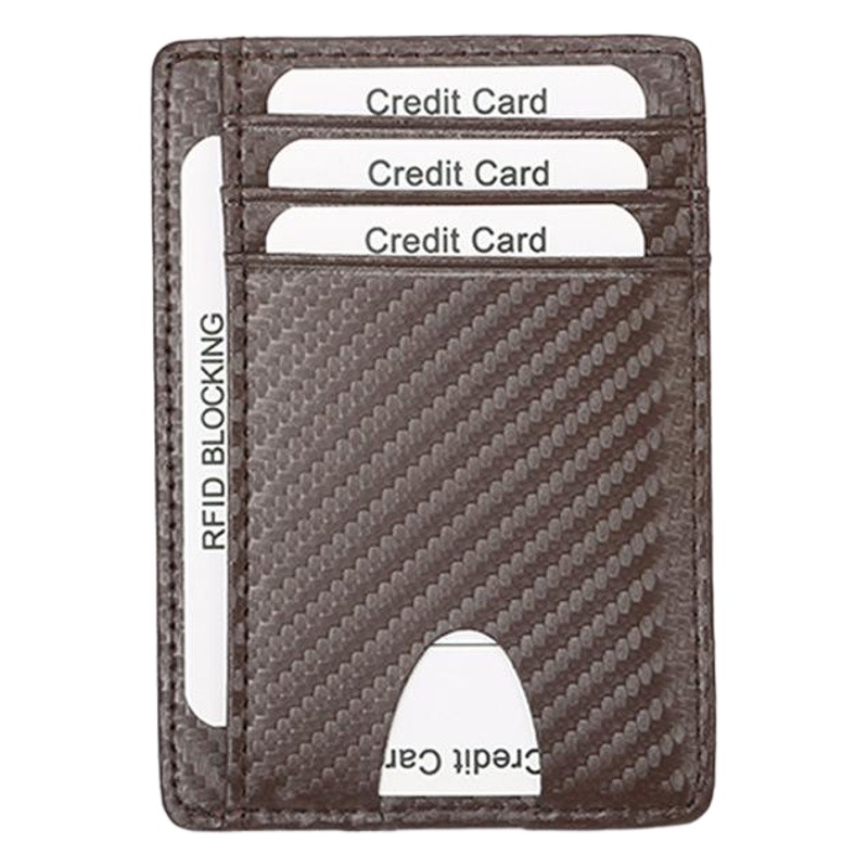 Cross-Border New Men's First-Layer Cowhide Card Holder Card Holder Carbon Fiber Pattern Rfid Genuine Leather Women's Small Card Holder