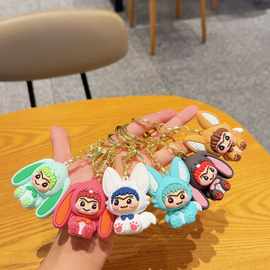 爆款哇库库钥匙链卡通汽车挂件公仔学生书包钥匙扣小礼品批发盲盒