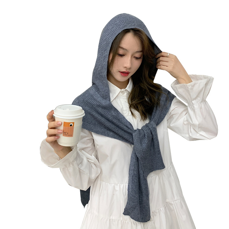 Corea del Sur Dongdaemun tejido chal de mujer otoño invierno con lana sólida con chapa de red roja con chapa de abrigo