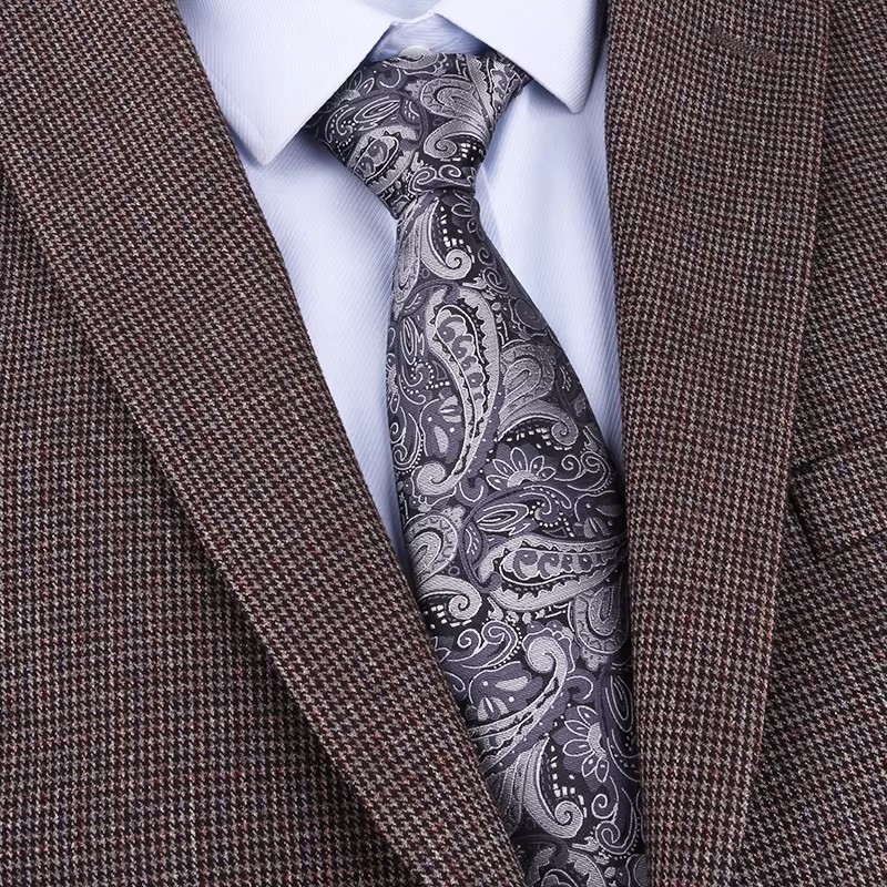 8cm 핸드메이드 트렌디 캐슈넛 실버 그레이 넥타이